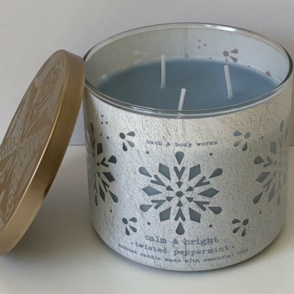 Bath & Body Works Other - Calm and Bright Twisted Peppermint 3 Wick Candle
